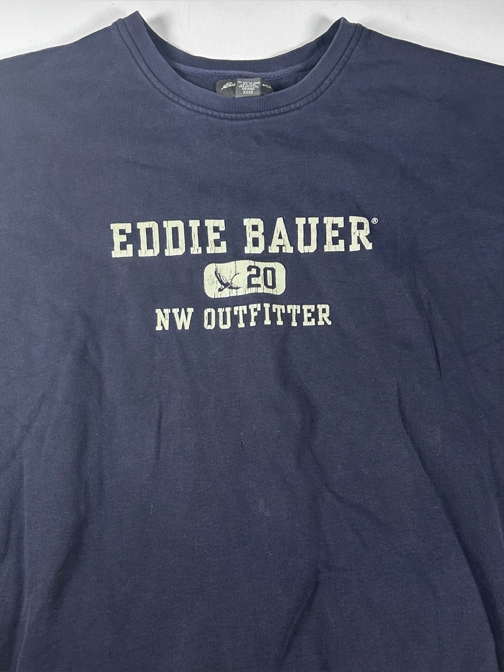 Eddie Bauer Mens Sweatshirt Navy Blue 3XL Tall Faded Distressed Vintage Y2K